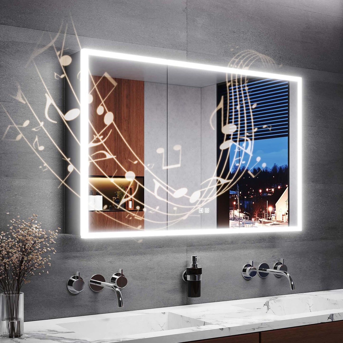 Dulap oglinda baie LOMIKEN GLK-C09 LED Bluetooth 100x65x13 cm