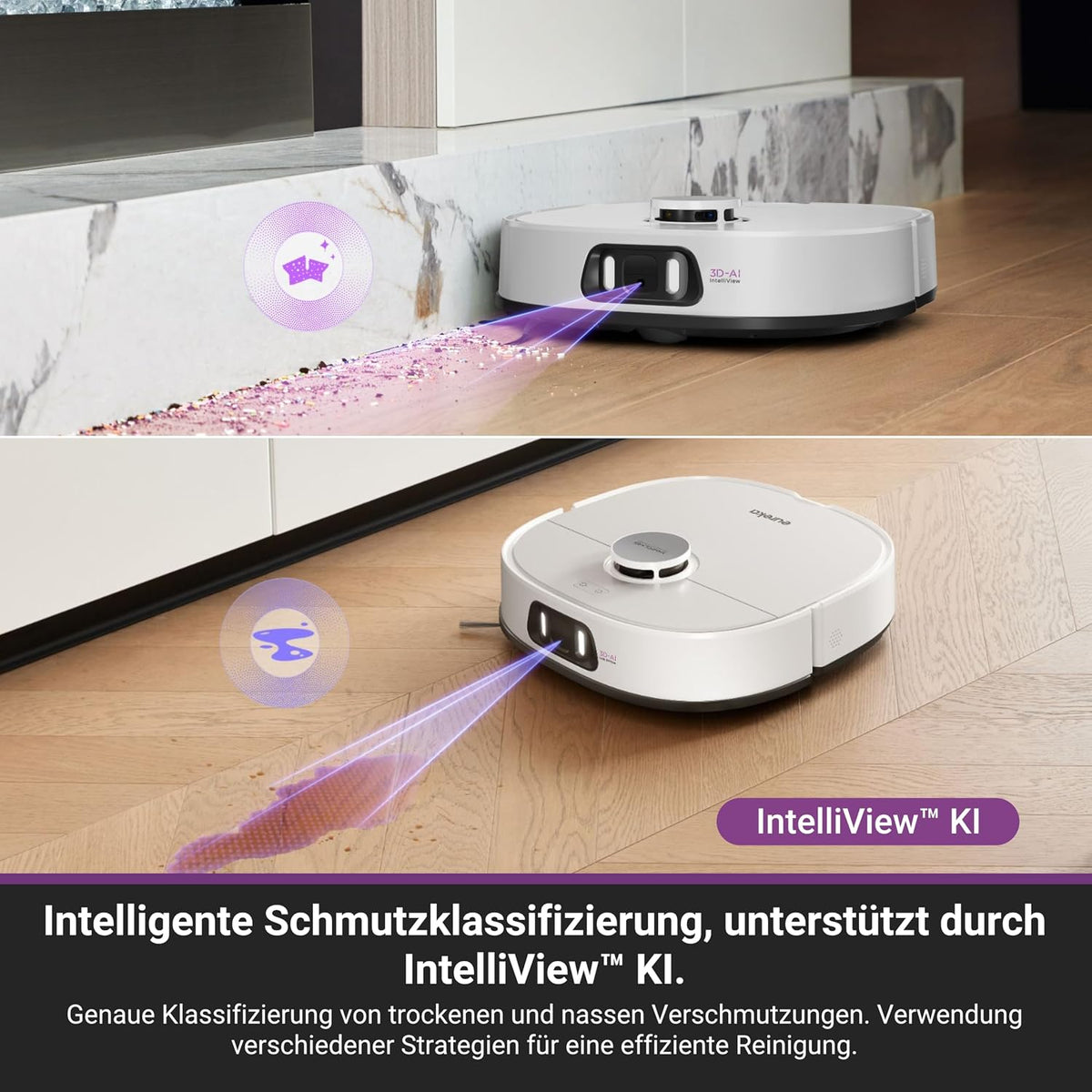 Aspirator robot EUREKA J15 Pro Ultra cu mop, statie all-in-one si aspirare 16200 Pa, alb