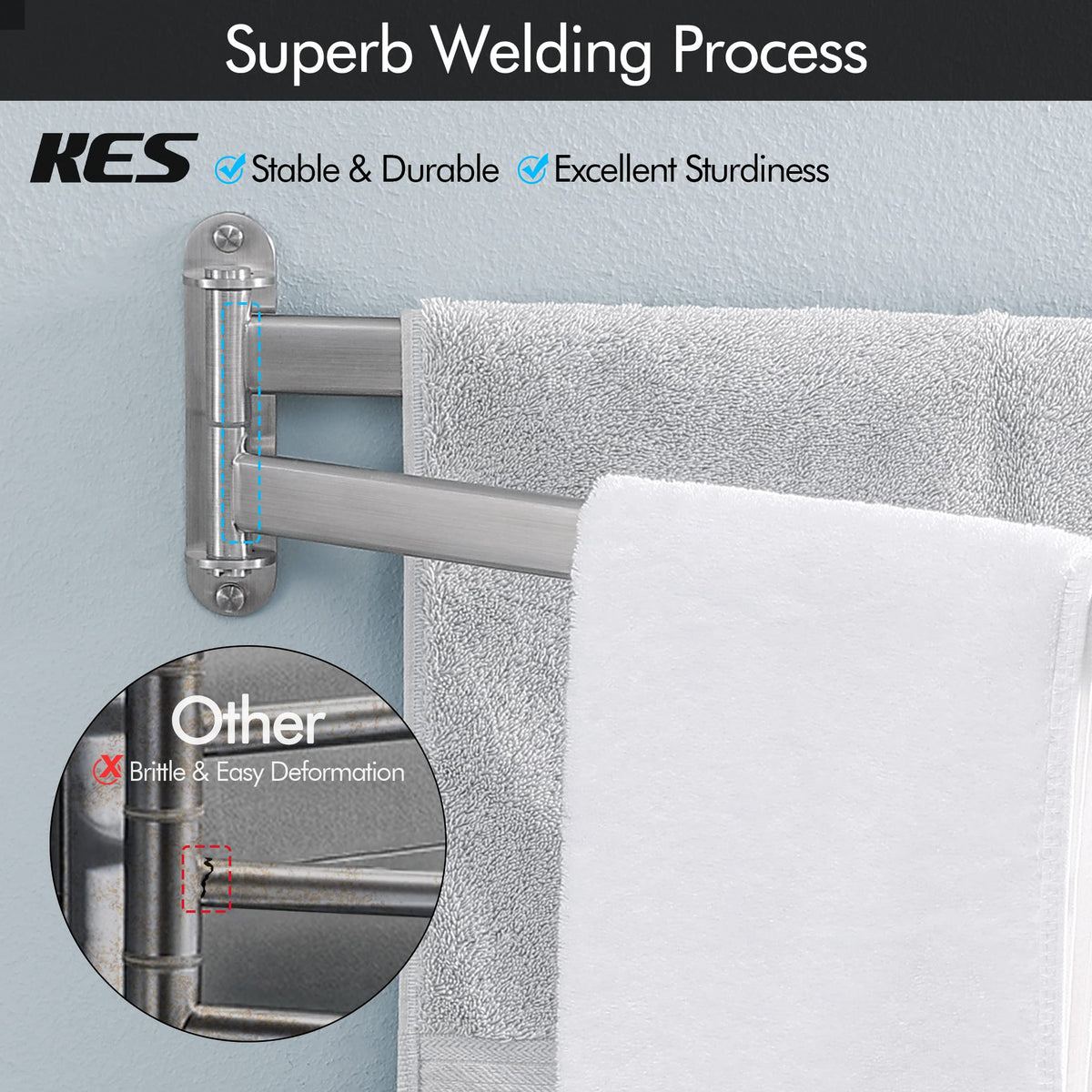 Suport prosoape KES A2104S2L50-2 inox SUS304 2 brate 50 cm