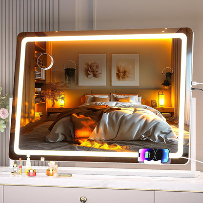 Oglinda cosmetica Hasipu 55x45 cm LED 10x, 3 temperaturi lumina