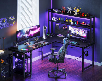 Birou gaming colt ODK L Shape 150x120 cm cu LED si USB