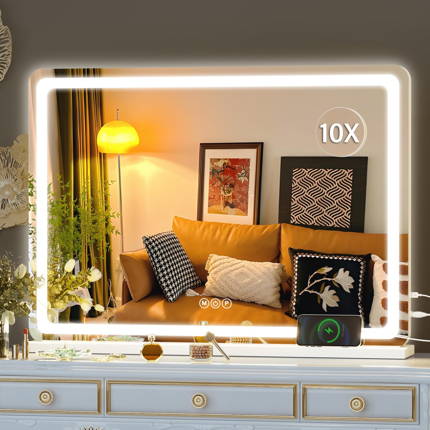 Oglinda cosmetica Hasipu 70x50 cm LED 3 moduri lumina touch