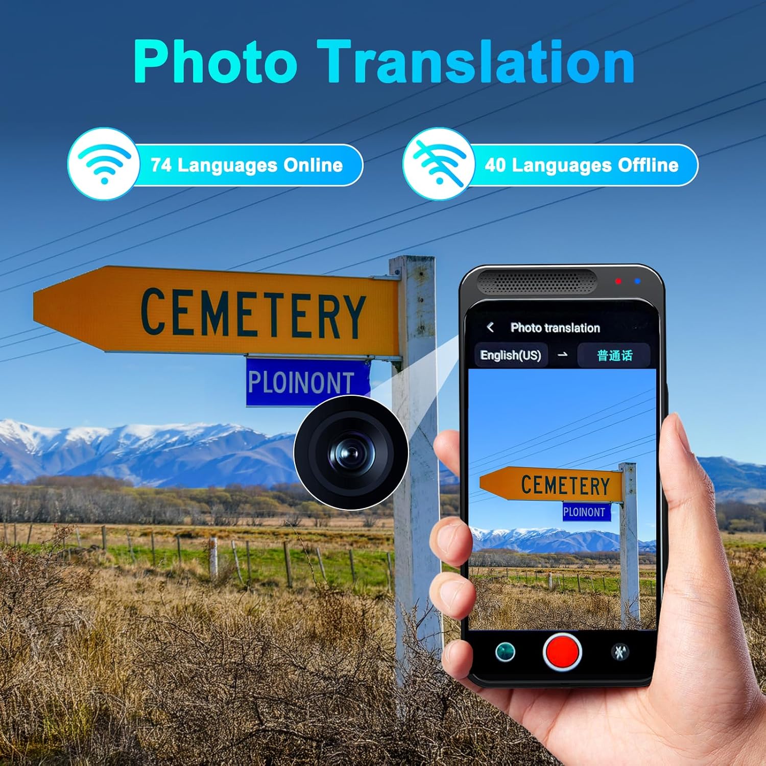 Translator Voice Translator Device, 138 Languages Intelligent AI Foreign Language Translator with 4.1 Inch Screen, Supports WLAN/Hotspot/Offline Translation and Instant Two-Way Translation (Z6)