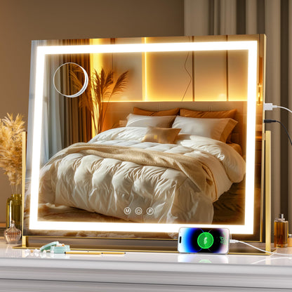 Oglinda cosmetica Hasipu 55x45 cm LED 10x, 3 temperaturi lumina