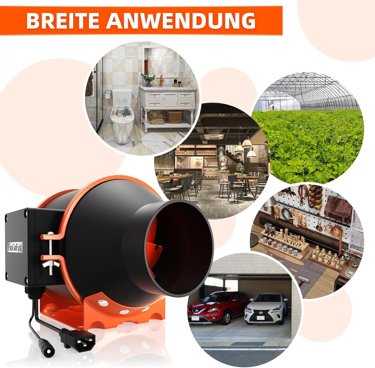 FanGoFast Rohrventilator 100mm Regelbar 365m³/h Rauchabzug EC Motor Inline Abluftventilator Ideal Rohrlüfter mit IEC-Steckdose für Belüftung und Abluftgebläs-230V mit EU-Stecker und 1,5m Netzkabel