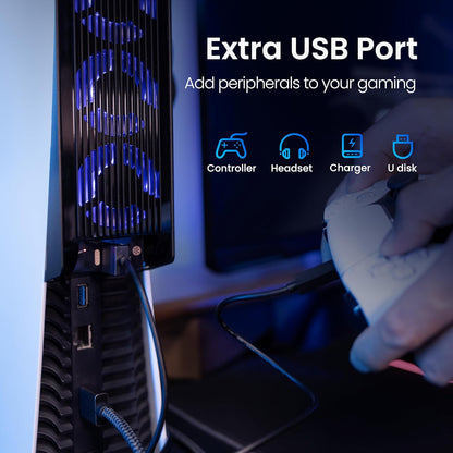 Cooling Fan for PS5 Accessories, KIWIHOME Upgraded Quiet Cooler Fan with Auto Speed, LED & Controller USB Port for PS5 Disc/Digital Edition 2020, Not for PlayStation 5 Slim/Pro