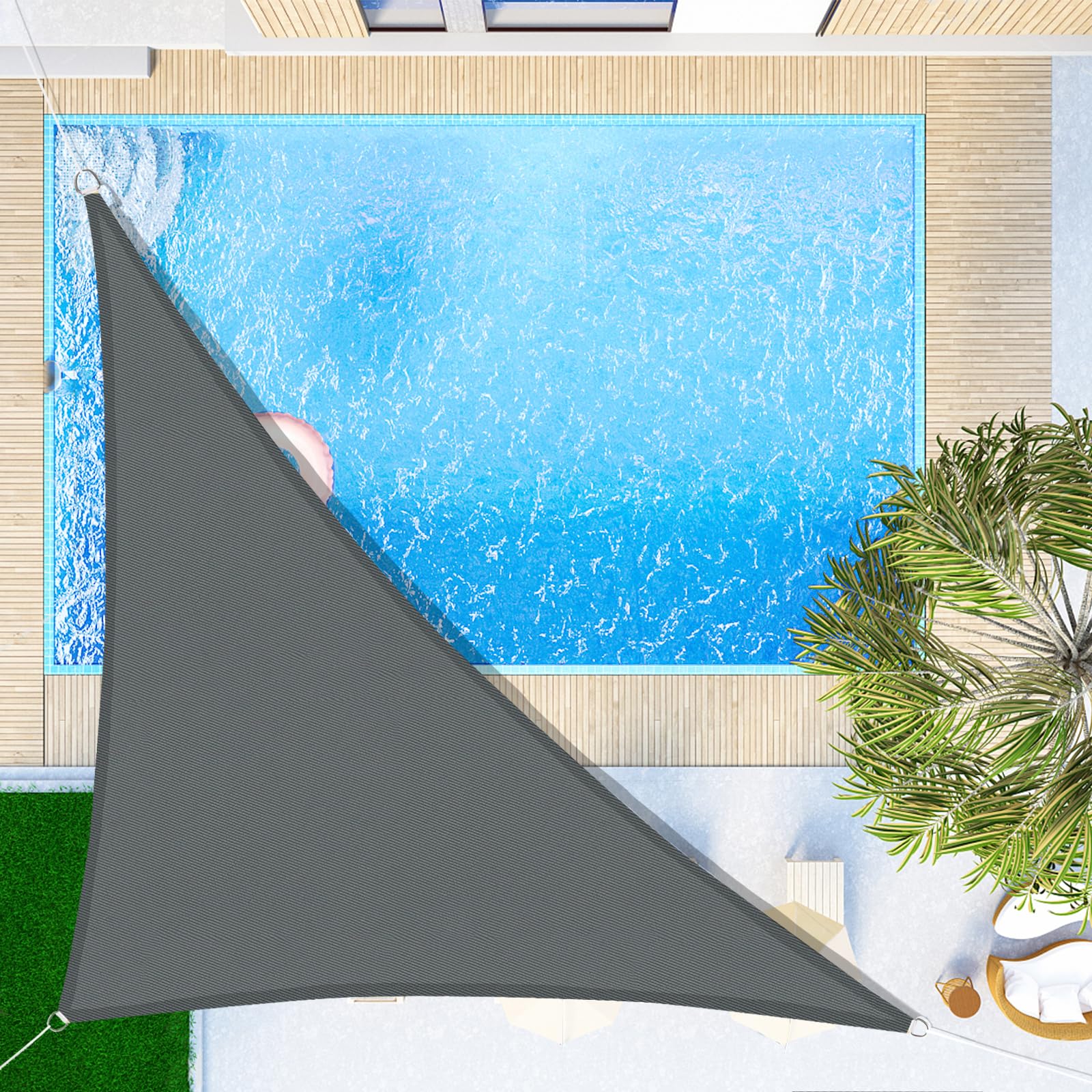 SUNNY GUARD Sun Shade Sail Triangle 4x4x4m Waterproof UV Block for Garden Outdoor Patio - Sand