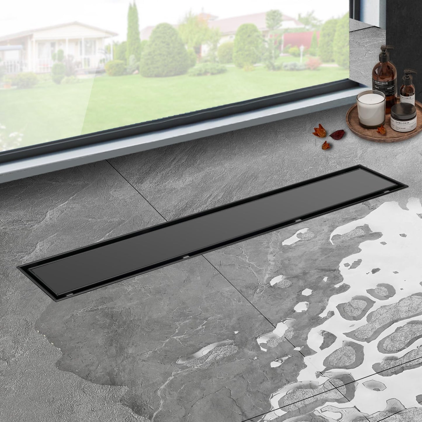 Sifon dus iYueMps IYM-FD-003-900mm otel inoxidabil 900mm negru