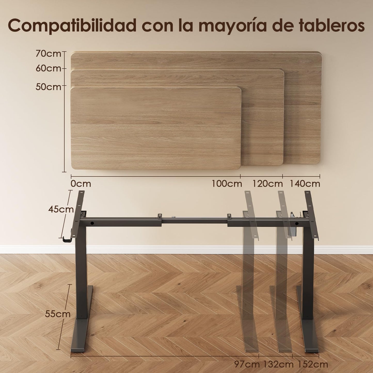 Birou reglabil OffiGo Lift Table Structure 1 motor, 70-115 cm