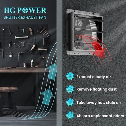 HG Power 250 mm Exhaust Fan Industrial Wall Fan 1100 m³/h Wall Fan with Mesh Sieve Exhaust Fan with EU Plug Aluminium Window Fan for Basement Garage Kitchen
