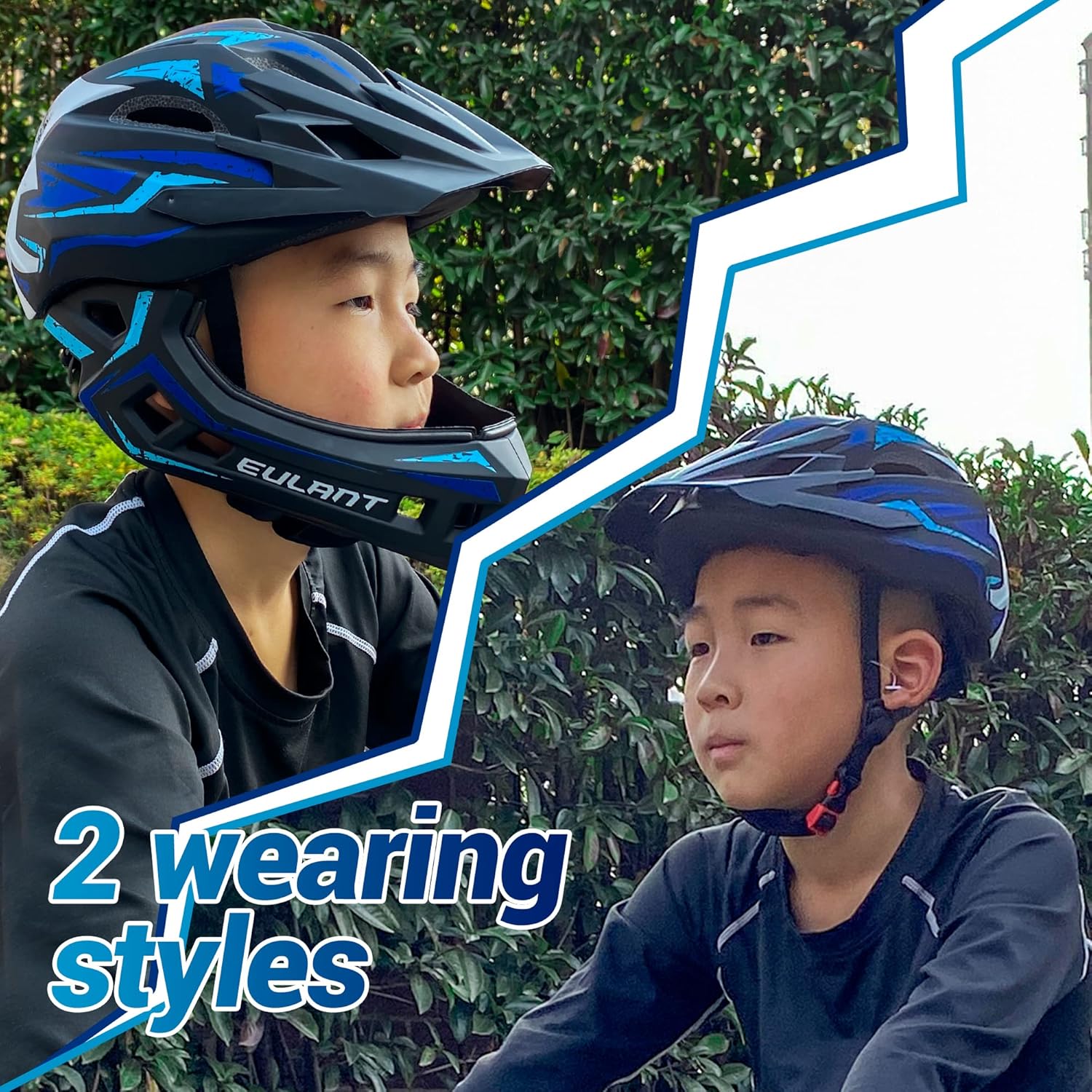 EULANT Kids Bike Helmets,Skate Helmet for Boys & Girls,Full Face Helmet with Chin Guard for Cycle Scooter Roller Skates Motorbike