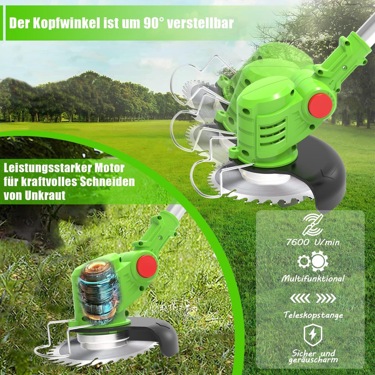 Trimmer iarba TOOLTESOO HY-2 fara fir, 7600 RPM, 15 cm