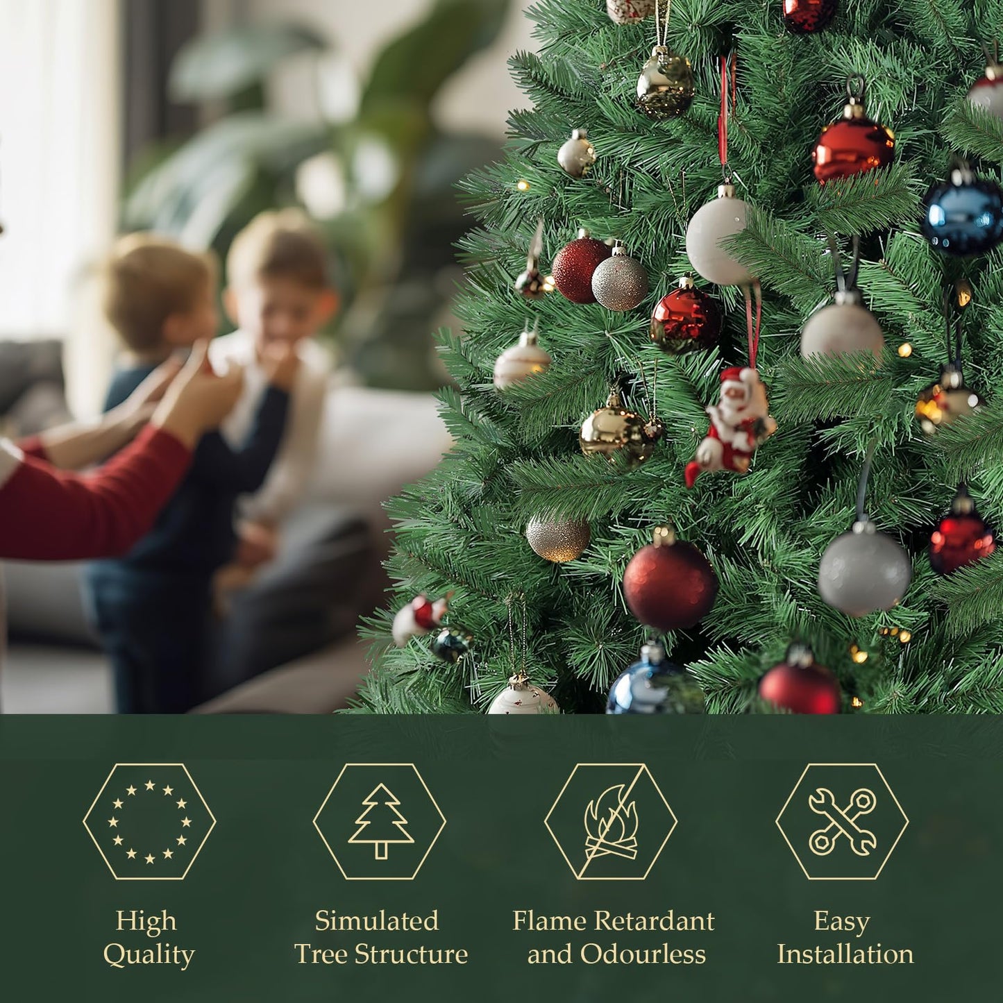 Brad artificial SALCAR 7ft 210 cm cu suport metalic stabil