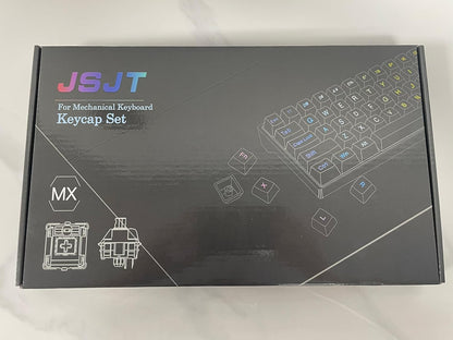 JSJT Plum Blossom Keycaps 128 Keys French Keycaps PBT OEM Profile Custom Keycaps for 61/68/87/96/104/108 Cherry MX Switches Mechanical Keyboard