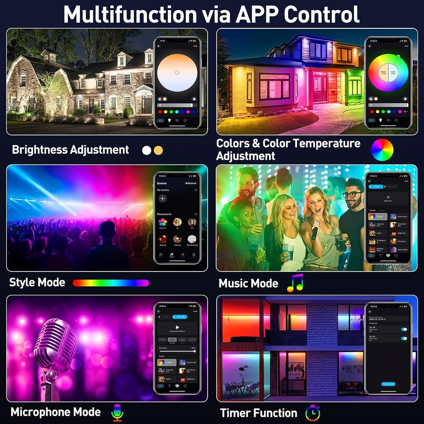 T-SUNUS RGB LED Outdoor Spotlight, 100 W RGB Spotlight, Outdoor WiFi with Bluetooth App Control, IP66 Waterproof, Smart LED Spotlight Floodlight for Party, Bar, Halloween, Christmas Decoration