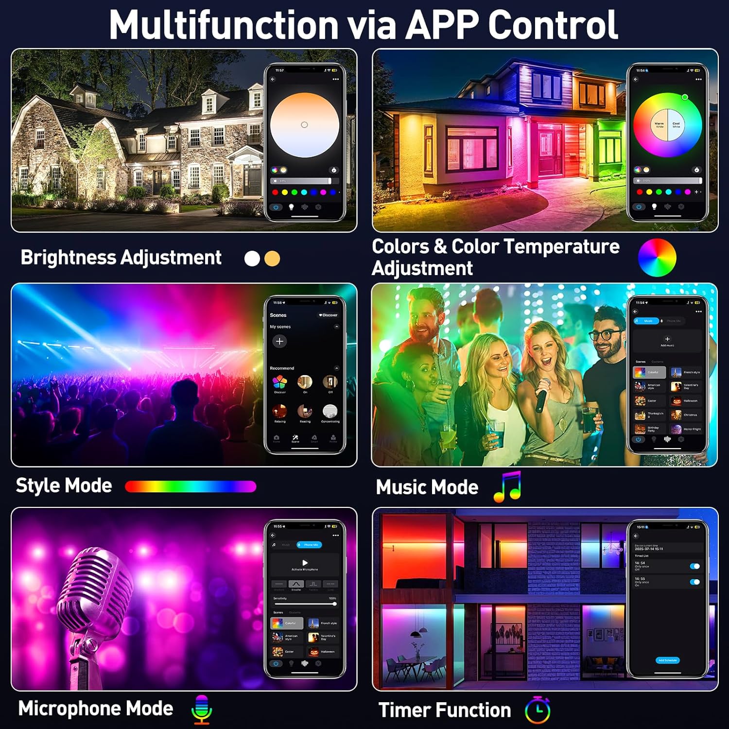 T-SUNUS RGB LED Outdoor Spotlight, 100 W RGB Spotlight, Outdoor WiFi with Bluetooth App Control, IP66 Waterproof, Smart LED Spotlight Floodlight for Party, Bar, Halloween, Christmas Decoration