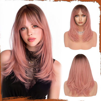 Peruca Sofeiyan Long Straight Wig 40 cm Negru Natural cu Breton