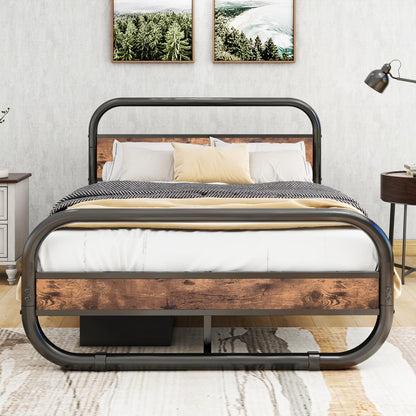 Cadru pat metal-lemn 120x200 cu somiera si spatiu depozitare HOMERECOMMEND