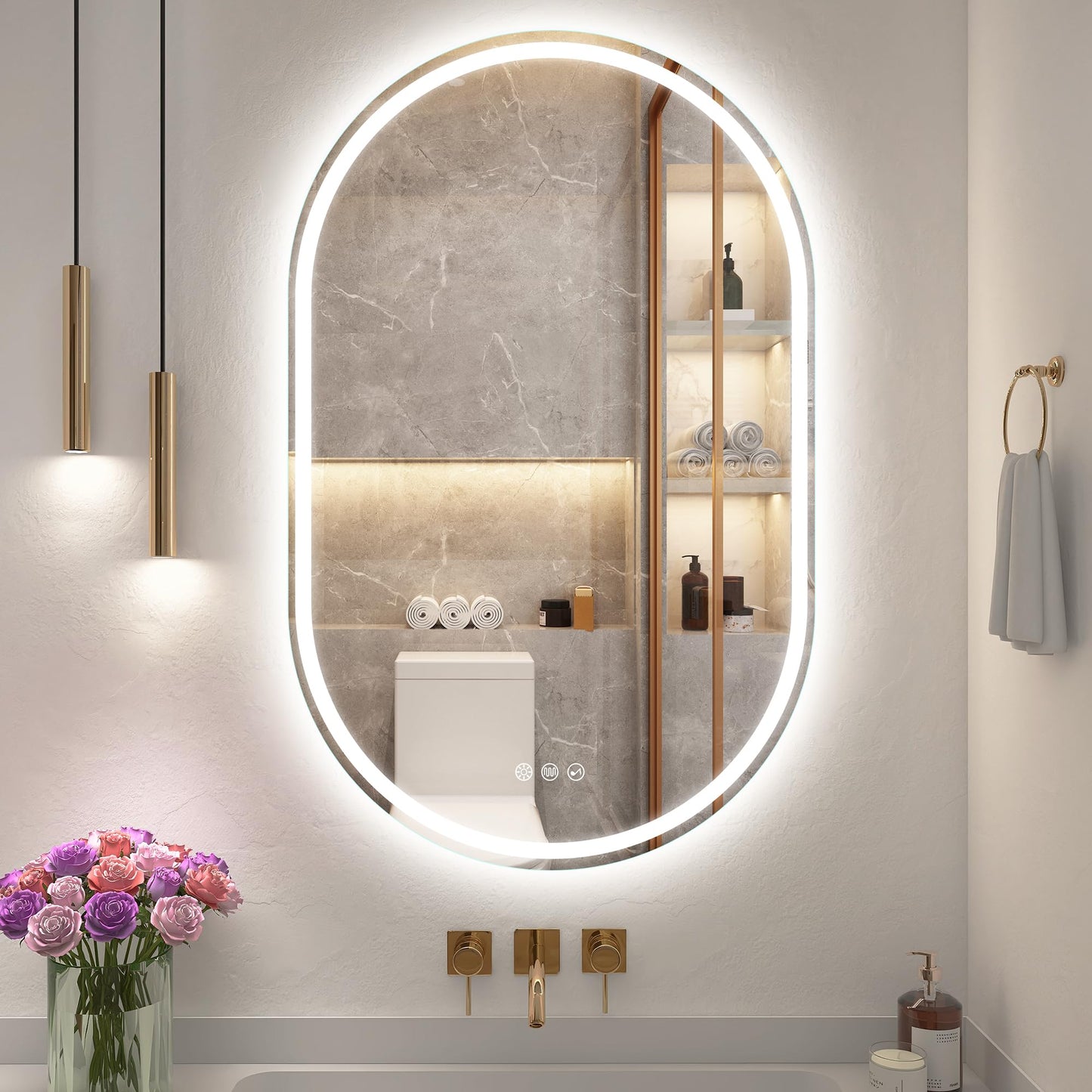 Oglinda baie Sbagno 100x60 cm LED anti-aburire