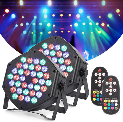 Litake Lumini DJ Par, 36 LED RGB, Activare Sunet, Control DMX si Remote, 7 Moduri, Set 2 Bucati pentru Petreceri, Nunti si Evenimente