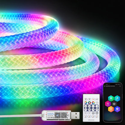Banda LED 3M RGBIC Neon Rope Light 5V USB IP67 APP Remote