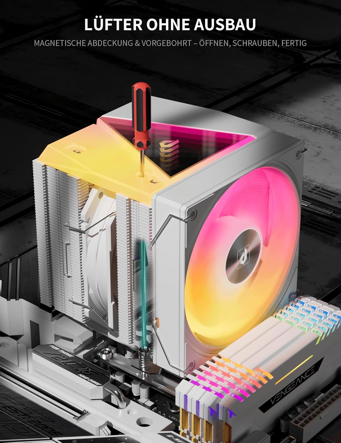 upHere UE2 Elite TC8C CPU Cooler ARGB 120 mm, Dual Tower with 8 Heatpipes, TDP 280W, Processor Fan for AM5/AM4/AM3 Intel 1851/1700/115x/1200, Quiet PC Cooler