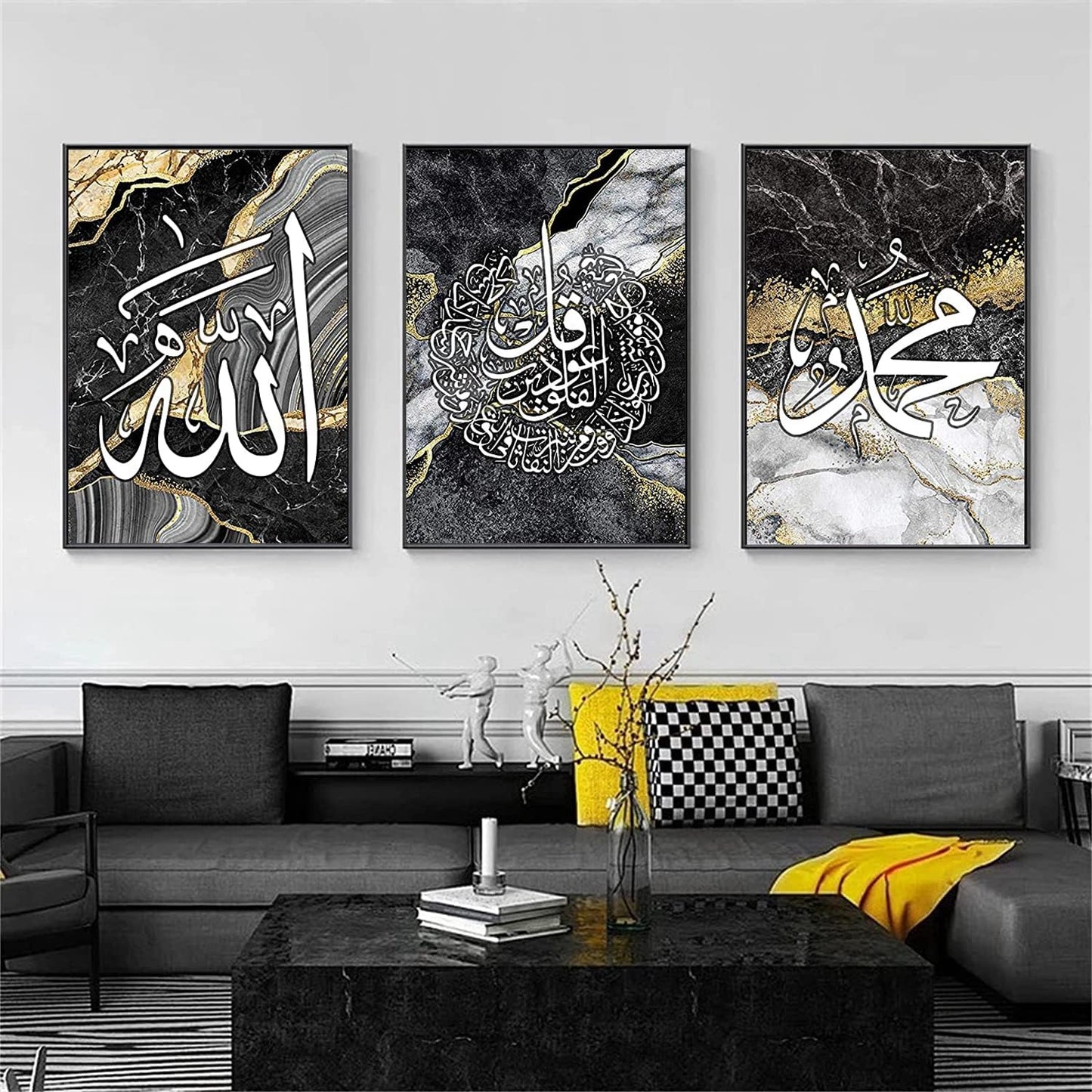 Tablou QPLGTU Marble Canvas Painting 60x90 cm, set 3 piese