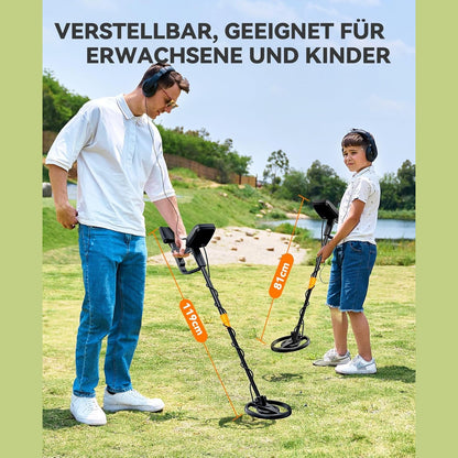 SUNPOW Metal Detector Professional Set, IP68 Waterproof Coil, Strong Anti-Interference, Improved Durable Chip, High Accuracy, 4 Modes for Adults and Children