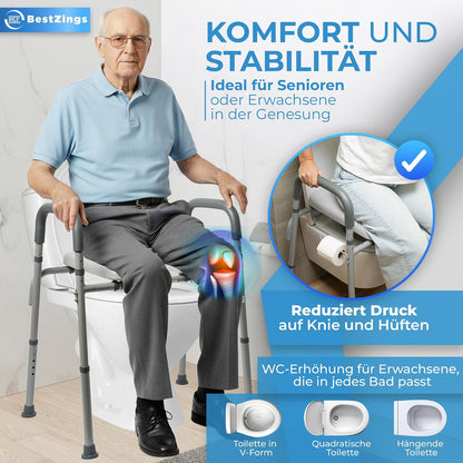 Inaltator pentru toaleta BestZings cu cotiere si inaltime reglabila