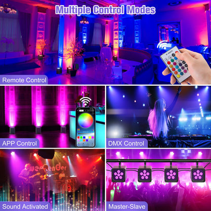 Spoturi LED Glowingstage 4 buc RGBWA-UV 18W control APP DMX