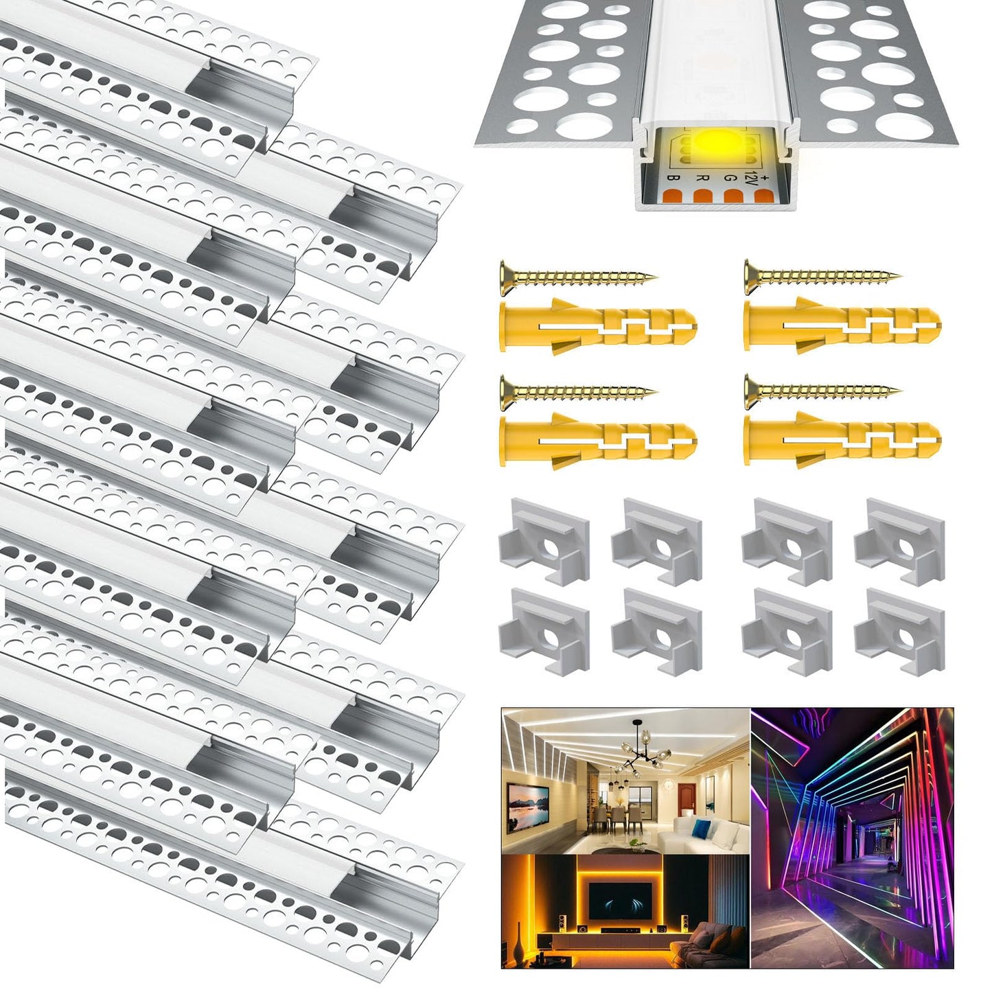 Profil LED Chesbung U-Form 10x1m Aluminiu 12V Alb Cald