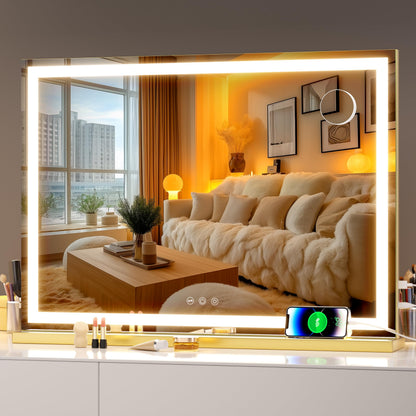 Oglinda cosmetica Hasipu 70x50 cm LED 3 moduri lumina touch