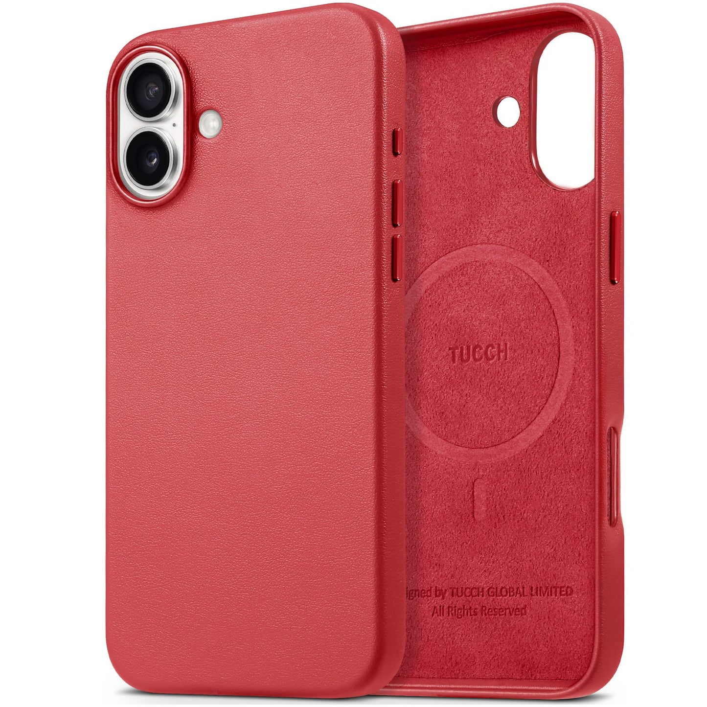 TUCCH Case for iPhone 16, [Magnetic Wireless Charging] Anti-Slip PU Leather Shockproof Phone Case, Slim Anti-Fingerprint Lightweight Protective Back Cover Compatible with iPhone 16 6.1" 2024, Black
