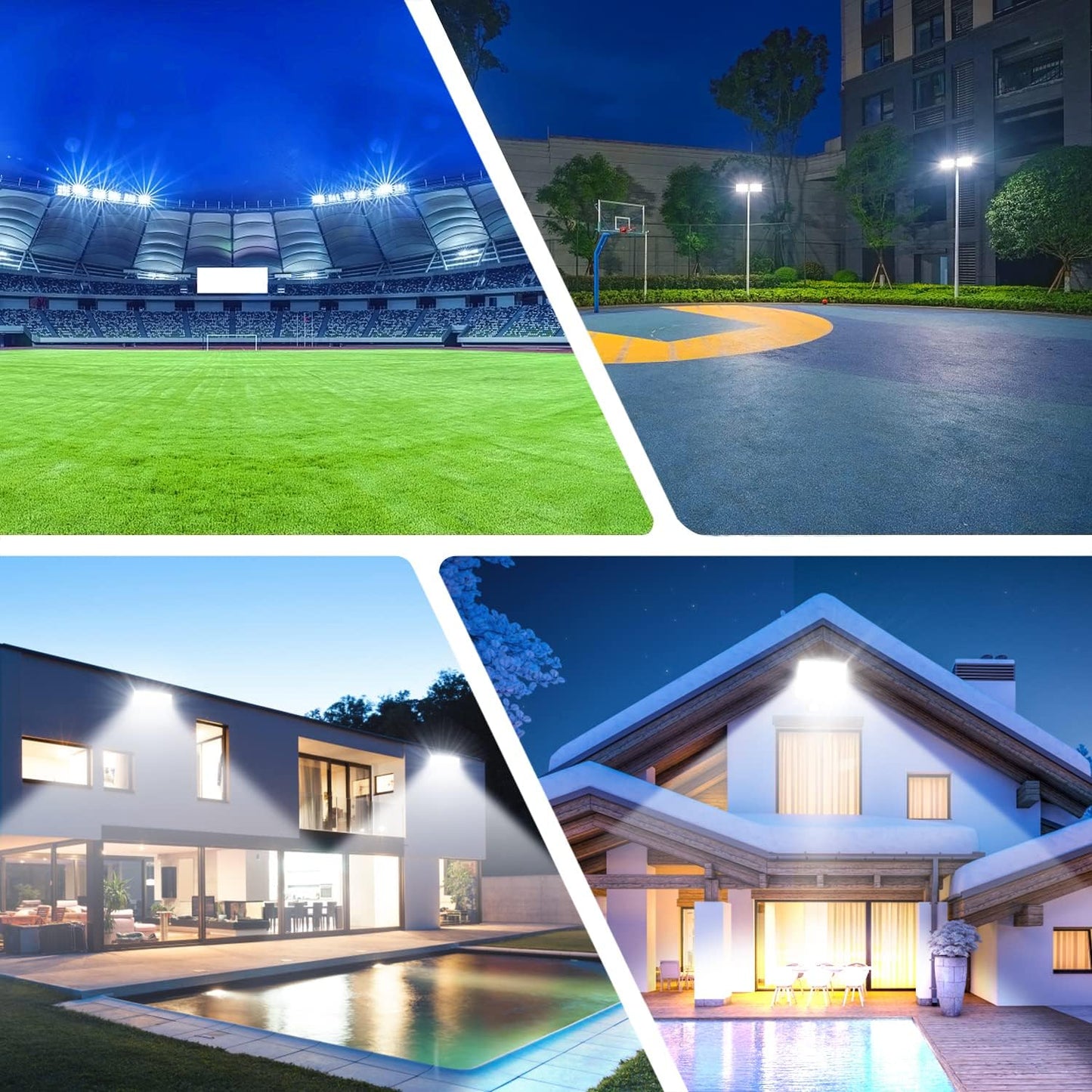 YIQIBRO 300W LED Floodlight Outdoor 2 Pack, IP67 Waterproof Outside Security Lights, 30000LM 7000K Cool White LED Floods Light Outdoor Spotlight for Garden, Garage, Warehouse, Workshop, Factory