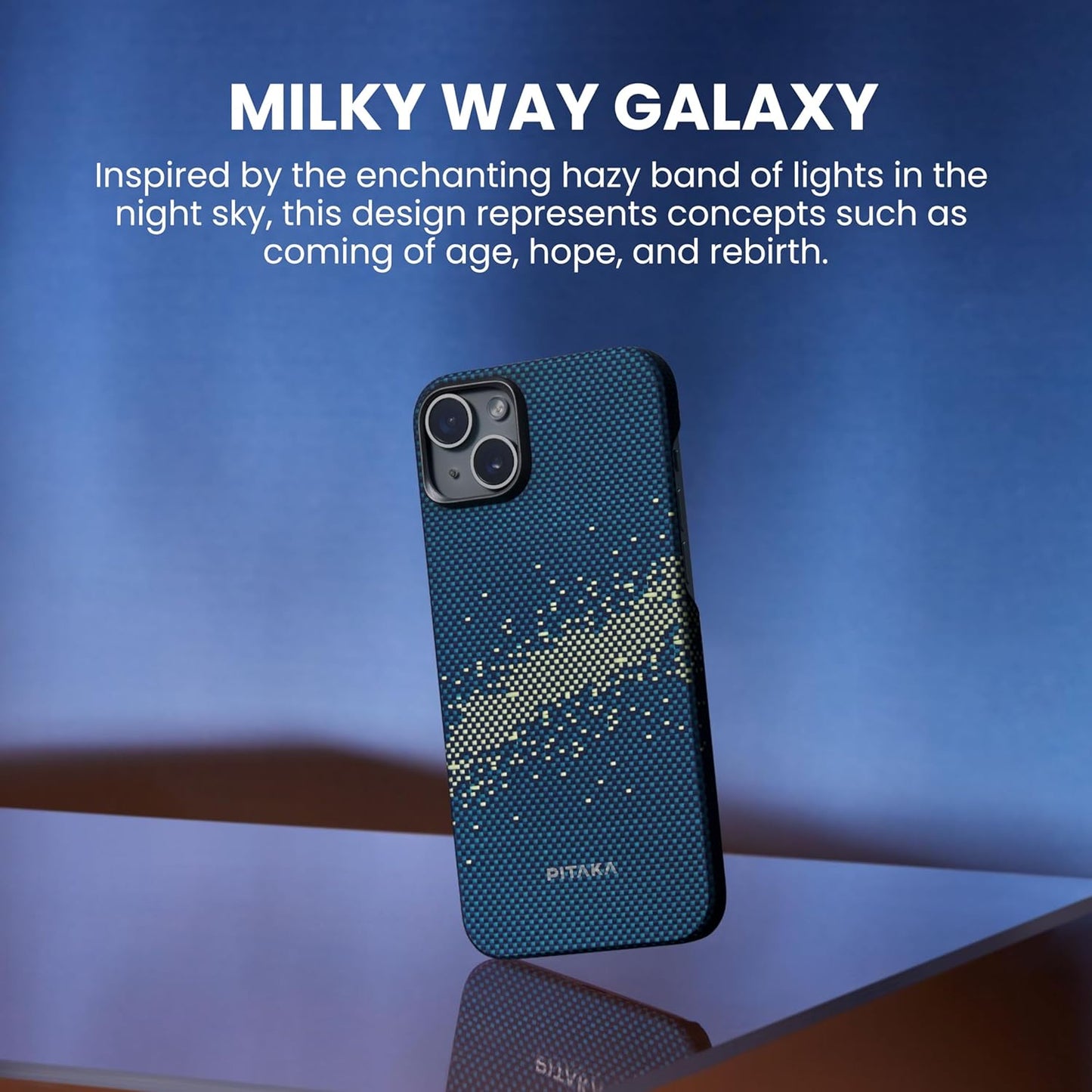 PITAKA Case Compatible with iPhone 15 Plus Aramid Fibre Ultra Thin Magnetic Protective Case with 3D Texture Feel Scratch-Resistant [MagEZ Case 4] Milky Way Galaxy
