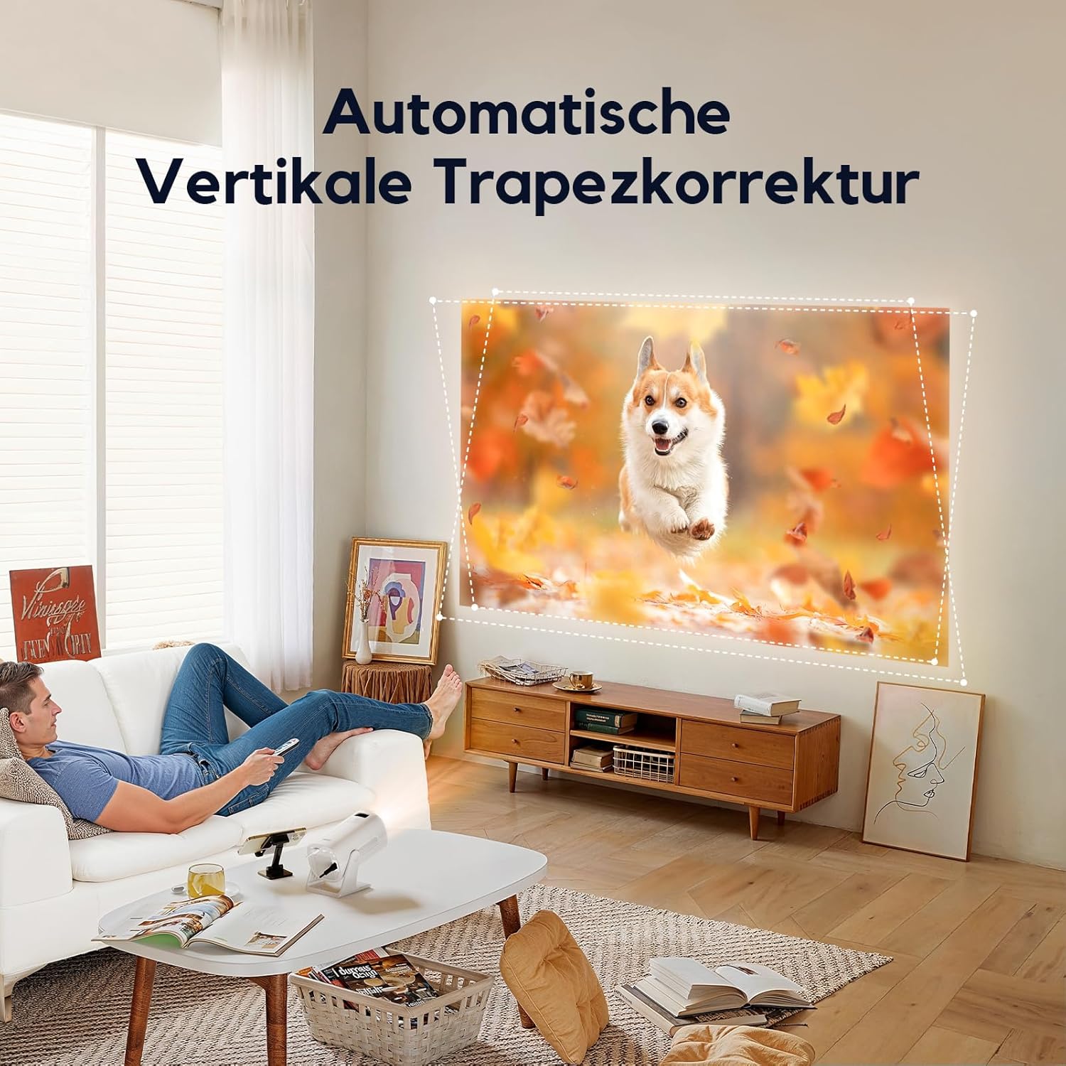 AKIYO Mini Beamer【Automatische Trapezkorrektur】200 ANSI Beamer Handy Full HD 1080P Unterstützt mit Bluetooth 5.2, 270° Drehung und 50% Zoom Projektor Kompatibel mit iOS/Android/PS5/Fire Stick/HDMI/USB