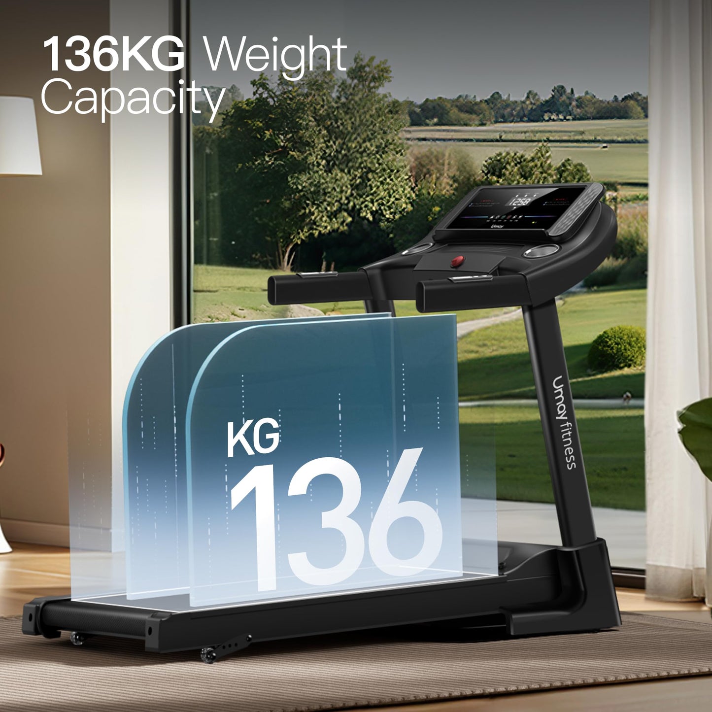 Banda alergare UMAY Walking Pad 9% inclinare LED Bluetooth