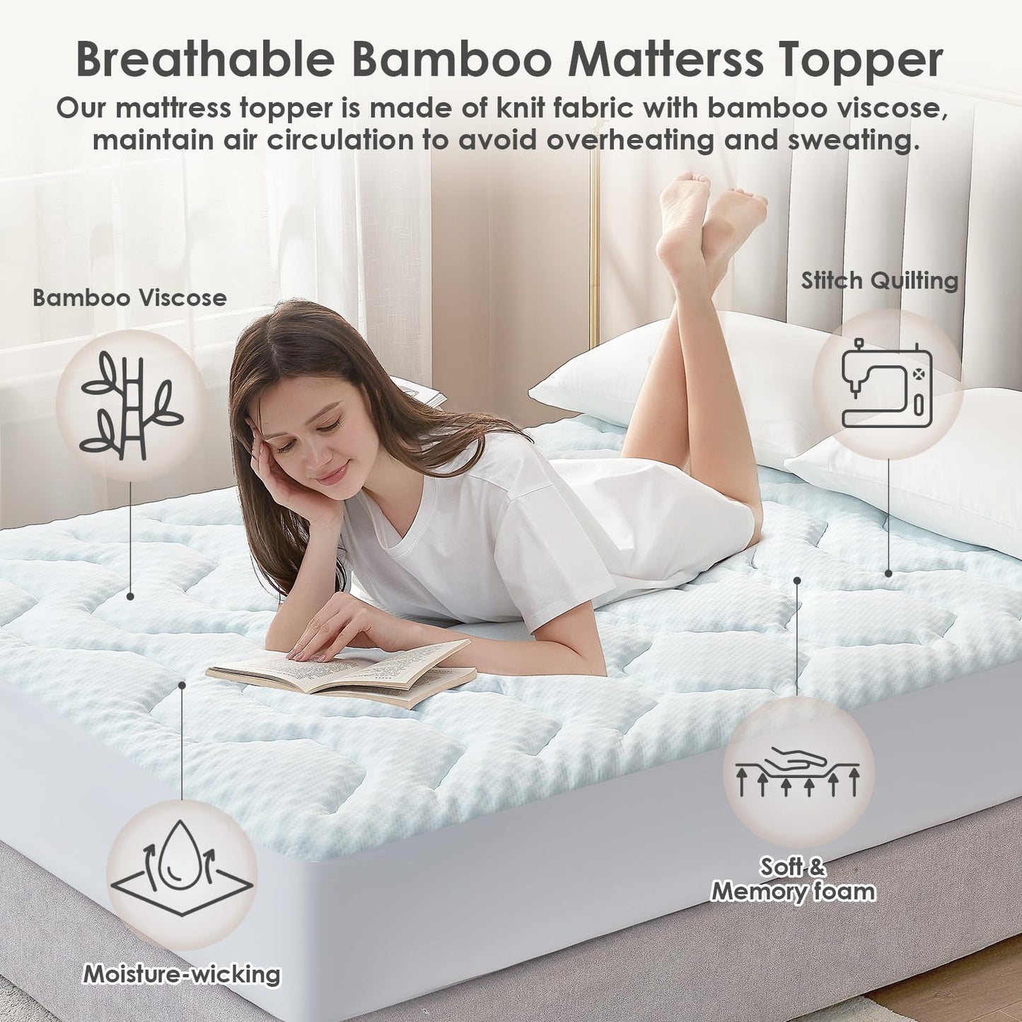 Topper saltea EHEYCIGA Gel 90 x 190 cm memory foam racoritor