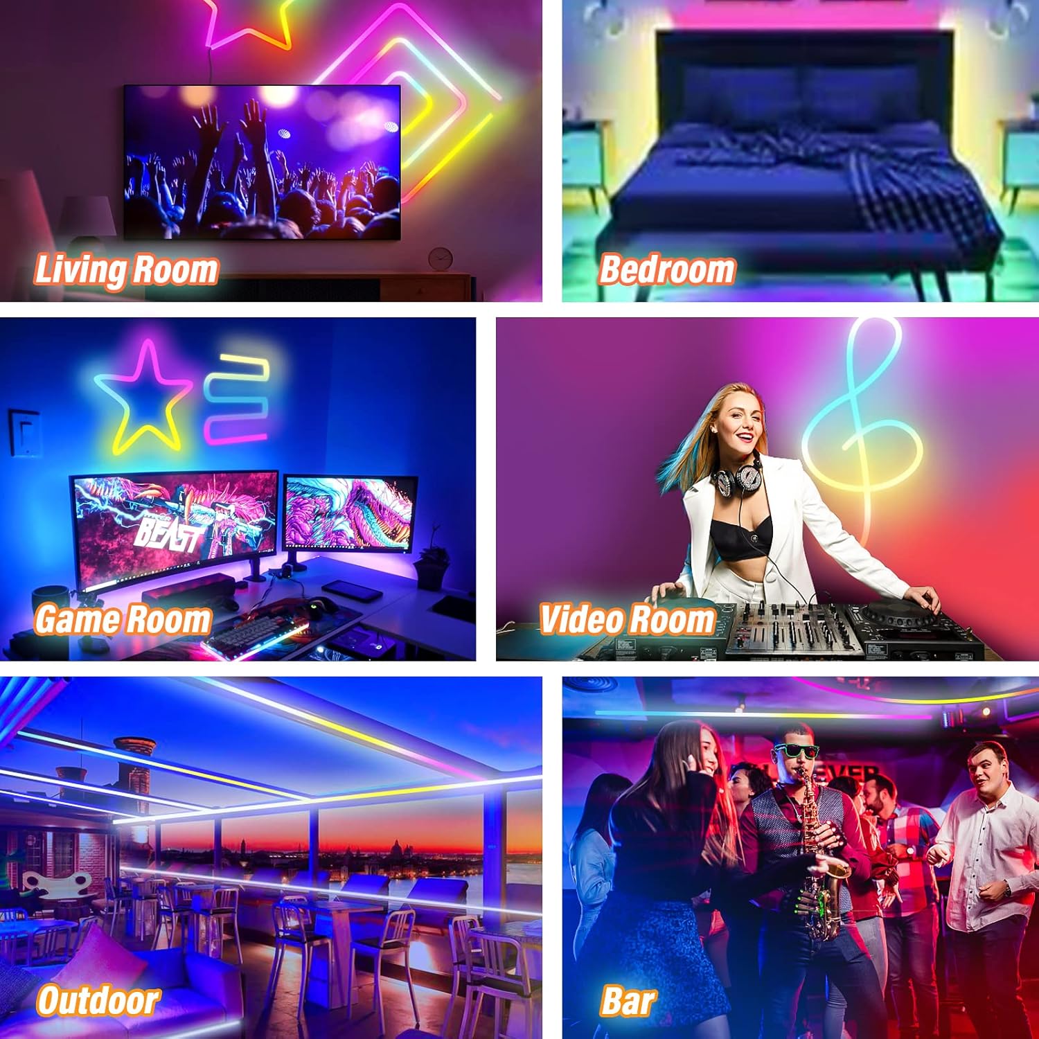 Neon LED Strip 5 m, RGBIC Neon LED Strip with App Control, DIY Colour Changing Light Strip, Music Sync, Neon Light Strip for Living Room, Bedroom, Wall Decoration…