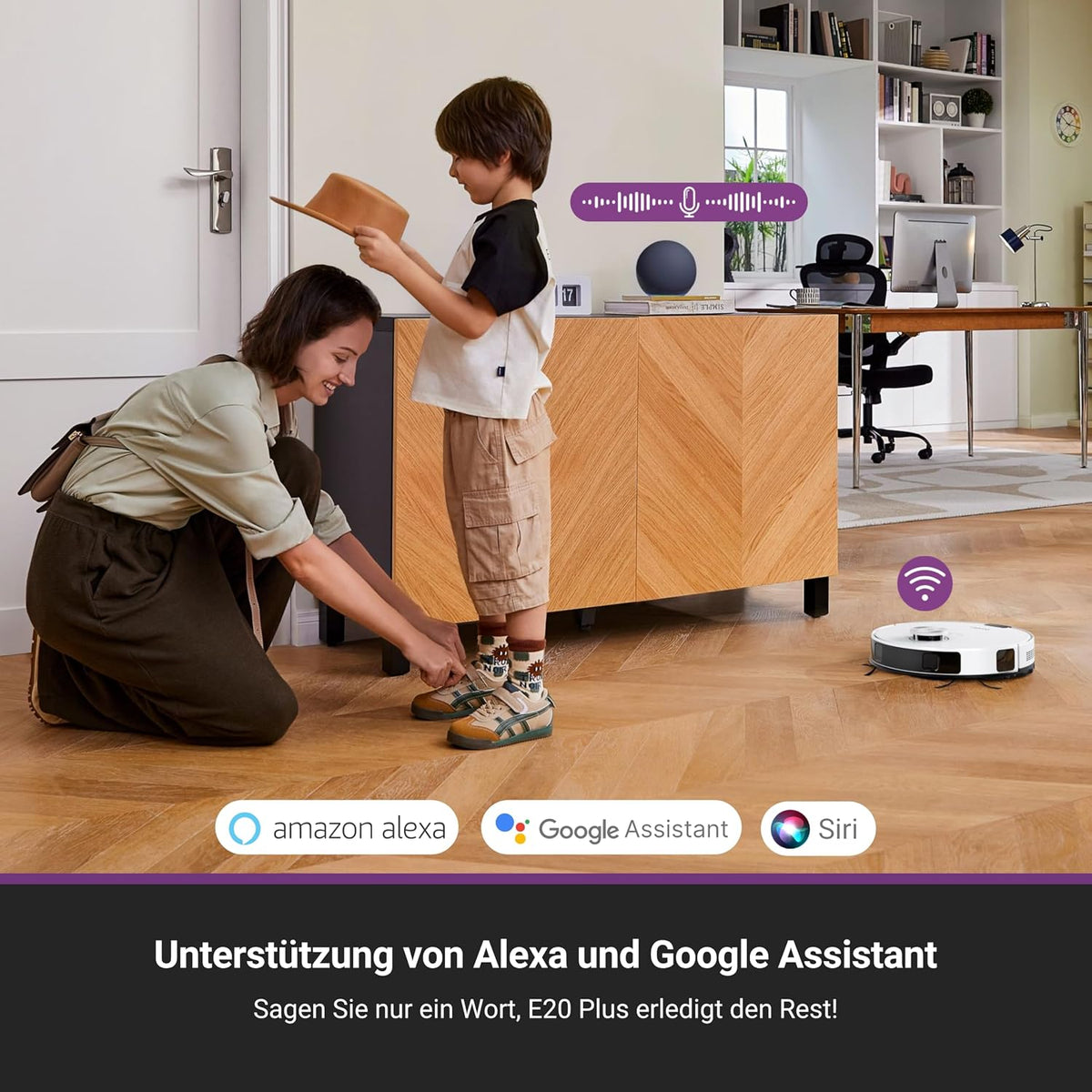 Aspirator robot EUREKA E20 Plus cu statie de golire fara sac, 8000 Pa, alb