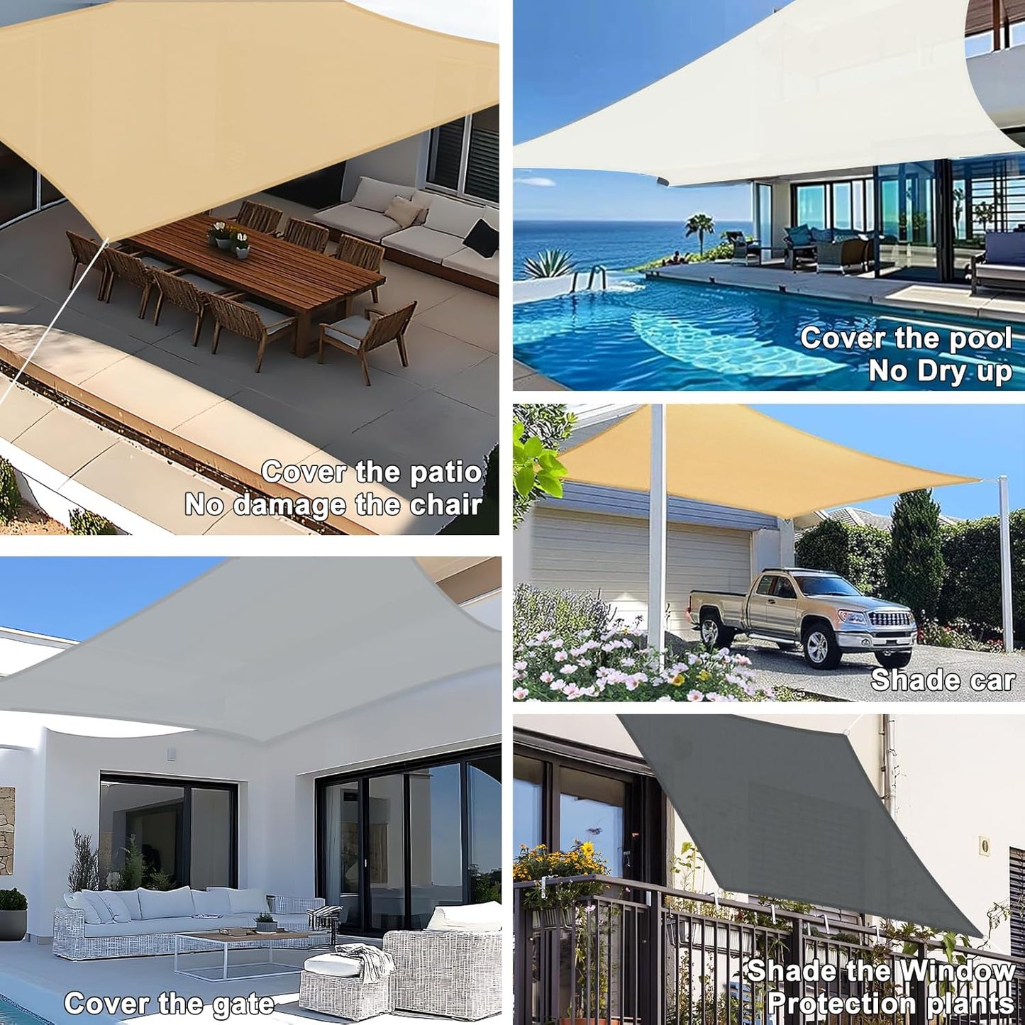 SUNNY GUARD Sun Shade Sail Triangle 4x4x4m Waterproof UV Block for Garden Outdoor Patio - Sand