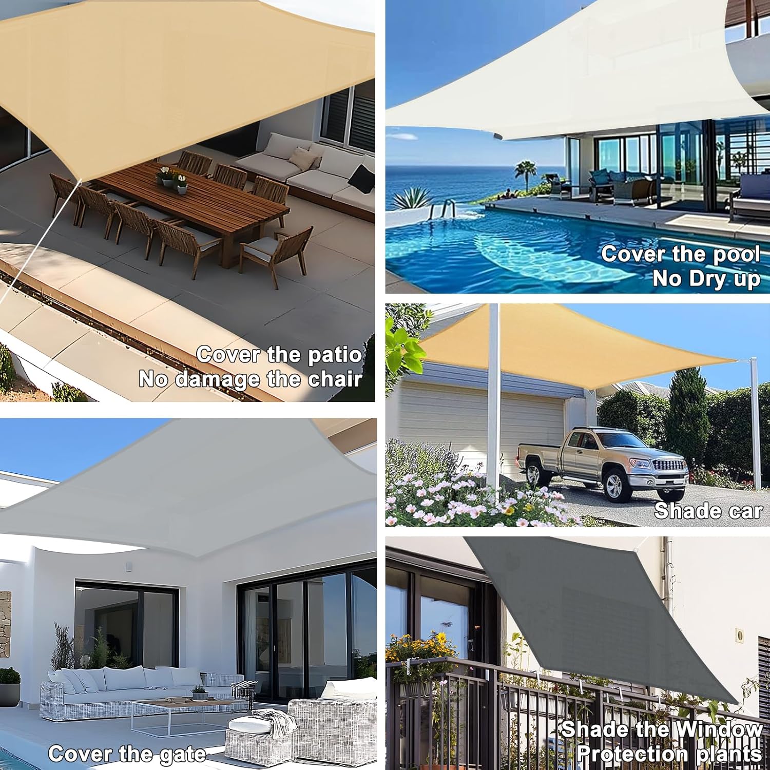 SUNNY GUARD Sun Shade Sail Triangle 4x4x4m Waterproof UV Block for Garden Outdoor Patio - Sand