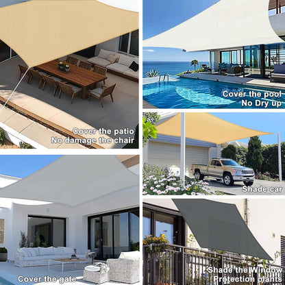SUNNY GUARD Sun Shade Sail Triangle 4x4x4m Waterproof UV Block for Garden Outdoor Patio - Sand