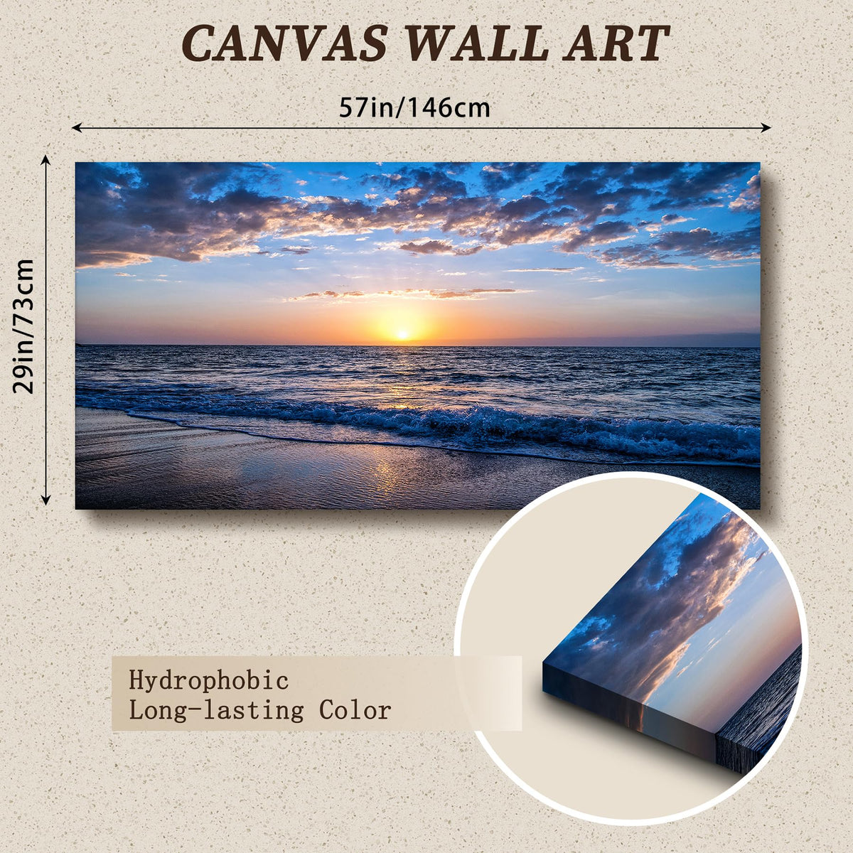 Tablou perete hyidecorart Natural Canvas Sea 150x50 cm