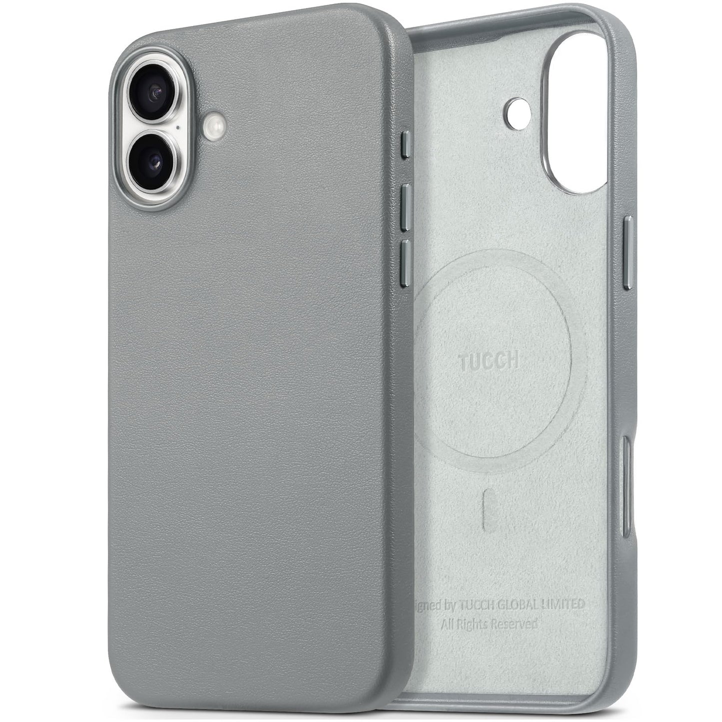 TUCCH Case for iPhone 16, [Magnetic Wireless Charging] Anti-Slip PU Leather Shockproof Phone Case, Slim Anti-Fingerprint Lightweight Protective Back Cover Compatible with iPhone 16 6.1" 2024, Black