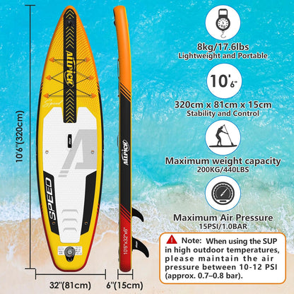 Placa SUP ALLPICK Premium SUP Board Set gonflabila 180 kg Galben