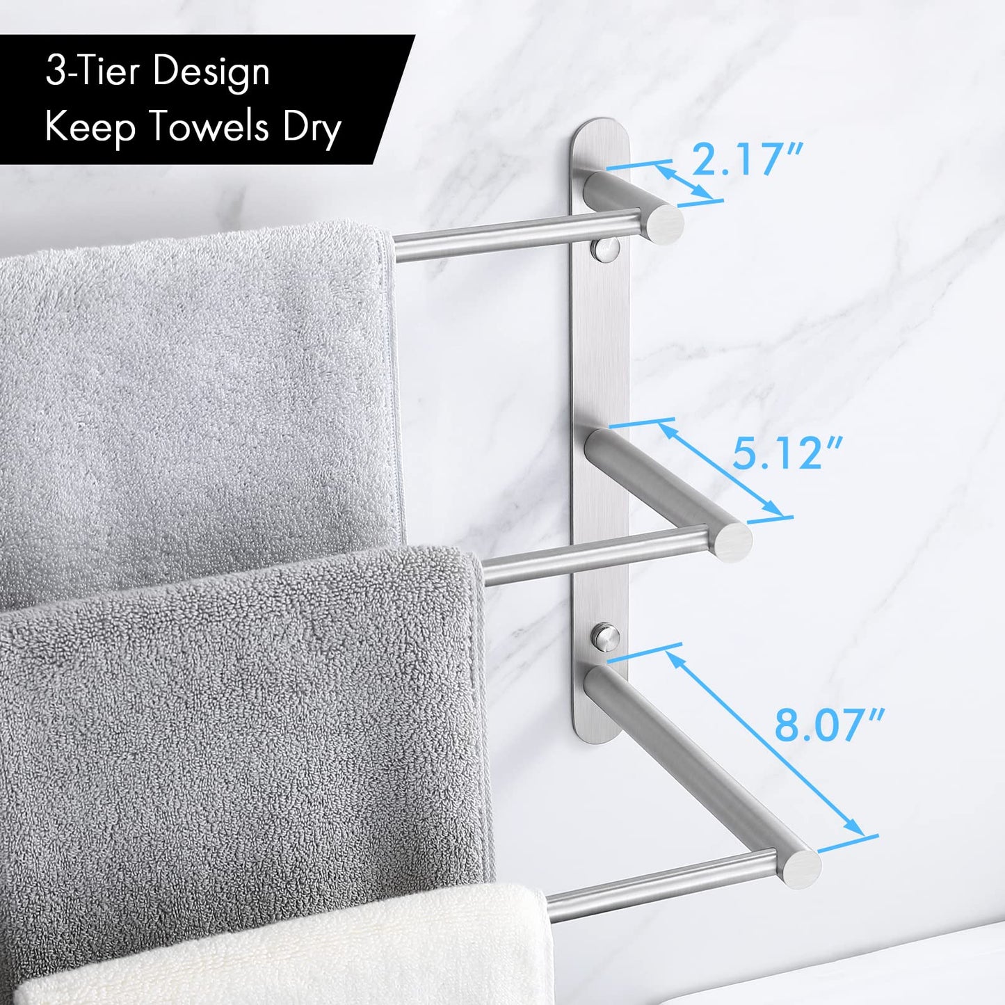 Suport prosoape KES BTH202S75-2 inox 3 niveluri 75 cm perete