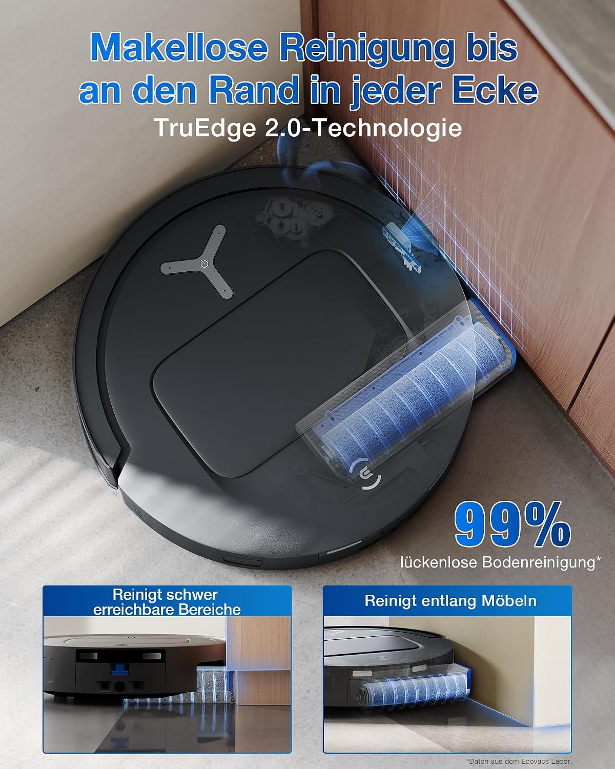 Aspirator robot ECOVACS T80 Omni cu mop OZMO ROLLER, 18.000 Pa, negru