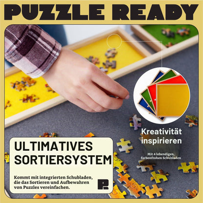 Puzzle Board Puzzle Ready 1000 piese lemn cu sertare colorate