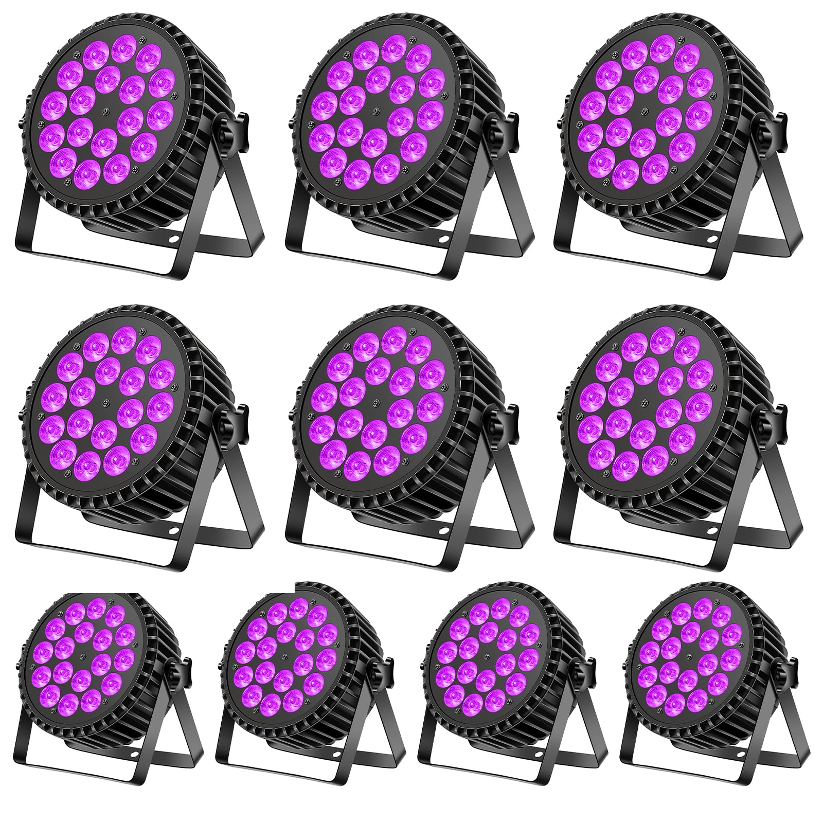 200 W 18 LED Par UV + RGB Stage Light Spotlight, DMX512 Disco Light, Party Light, 8CH Par Spotlight, Strobe/Sound/Active Mode Lighting DJ Light Effect for Show Bar Party Music Festival Halloween